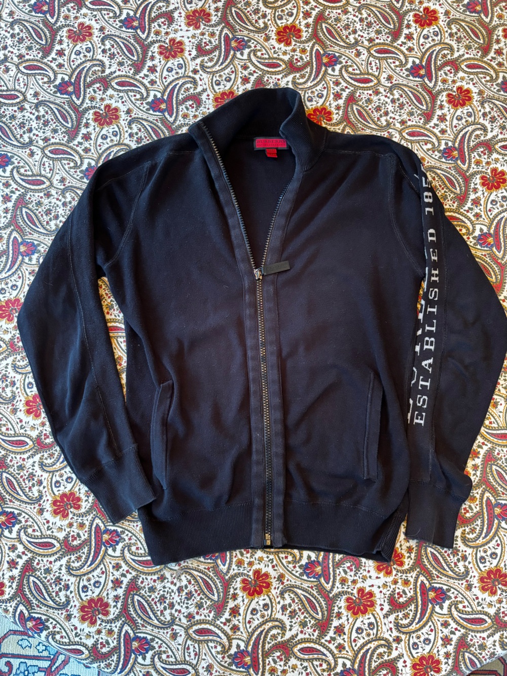 Burberry Zip Up Cotton Sweater